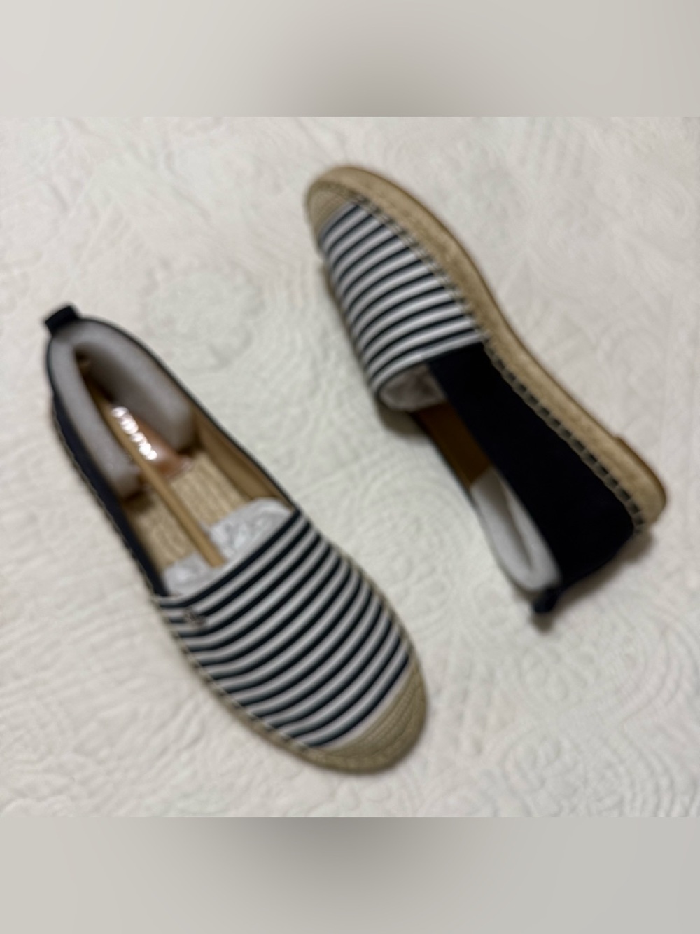 Ralph Lauren Cameryn Shoes Slip On Striped Navy Nautical Sz 8.5 NEW